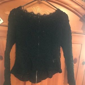 lace top longer back shorter front zipper  on back